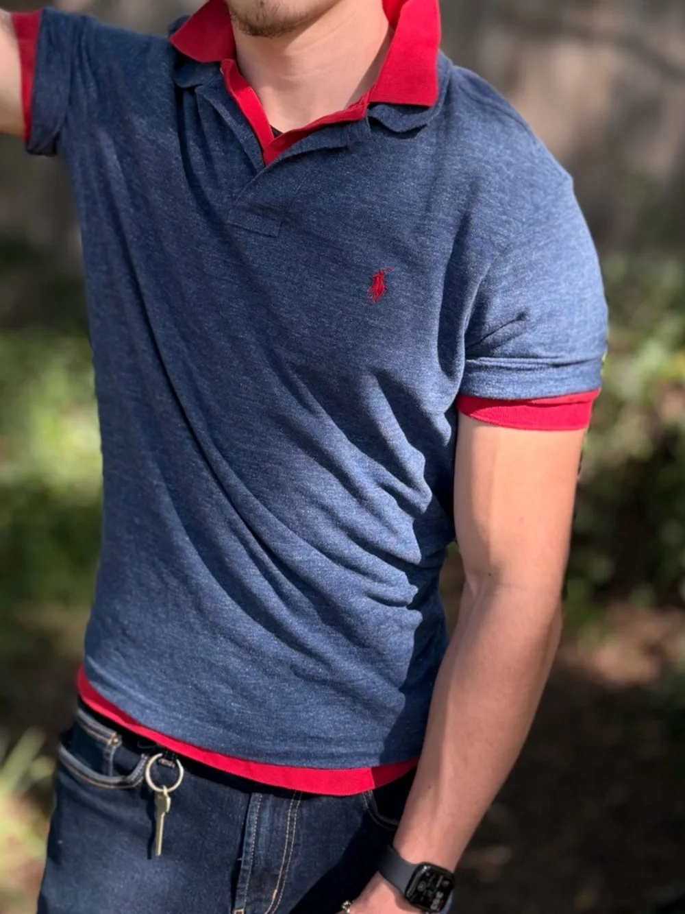Ralph Lauren Navy Heather Polo SHIRT RED PONY LOGO EMBROIDERED MEN TENNIS RUGBY - Picture 3 of 16